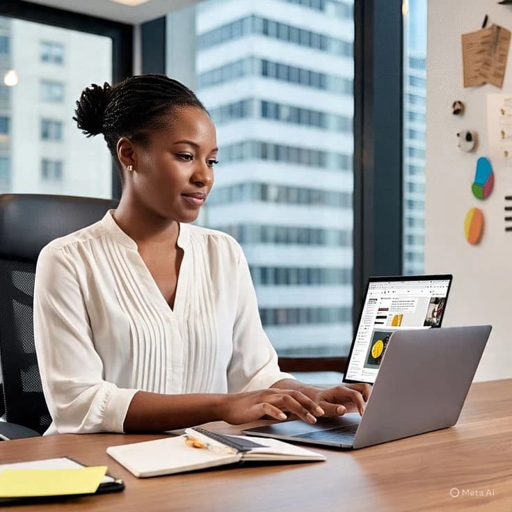 Freelancer working at a desk with a laptop
